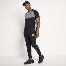 11 Degrees Cut And Sew Contrast Panel Taped T-Shirt – Black / Mid Grey Marl / Vapour Grey