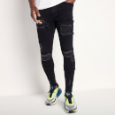 Sustainable Distressed Jeans Skinny Fit – Jet Black Wash