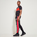 Men's Colour Block Piped Joggers Regular Fit - Black/Goji Berry Red/White