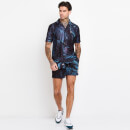 Men's Tropical Print Resort Shirt – Black/ Green/ Purple