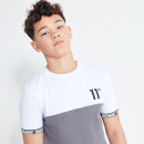 Camiseta con Detalle de Cinta y Paneles - Steel / Blanco