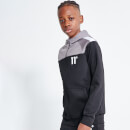 11 Degrees Junior Cut and Sew Poly Track Top With Hood – Black / Anthracite – Black / Steel / Whit