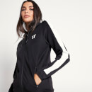 Women's Panel Poly Track Top With Hood – Black