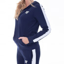 Women's Panel Poly Track Top With Hood - Navy