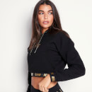 Signature Cropped Pullover Hoodie – Black/Gold