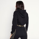 Signature Cropped Pullover Hoodie – Black/Gold