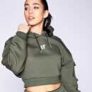 Women's Utility Cropped Pullover Hoodie - Khaki