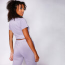 Women's Cropped Ruched Slim Fit T-Shirt – Lavender Grey