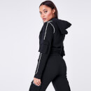 Cover Stitch Cropped Pullover Hoodie – Black / White