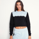 Cropped Cut And Sew Sweatshirt – Black / Baby Blue