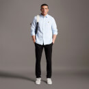 Men's Striped Cotton Linen Shirt - Light Blue