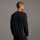 Men's Crew Neck with Contrast Piping - True Black