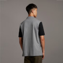 Men's Contrast Sleeve Zip Polo Shirt - Grey/Black