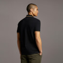 Men's Tipped Polo Shirt - Jet Black/Tan