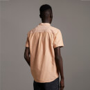 Short Sleeve Light Weight Slub Oxford Shirt - Sunflower/ White