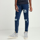 11 Degrees Junior Sustainable Distressed Skinny Jeans – Mid Blue Wash
