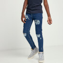 11 Degrees Junior Sustainable Distressed Skinny Jeans – Mid Blue Wash