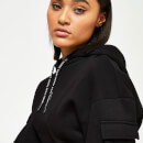 11 Degrees Women's Utility Cropped Pullover Hoodie - Black