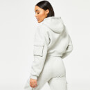 Utility Cropped Pullover Hoodie – Grey Marl