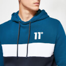 Triple Panel Pullover Hoodie – Navy/Midnight Blue/White