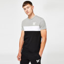 11 Degrees Triple Panel Muscle Fit Short Sleeve T-Shirt – Black / Silver / White