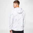 Marble Print Track Top With Hood – White