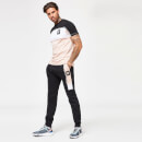 Colour Block Taped Regular Fit Joggers – Black/Putty Pink/White