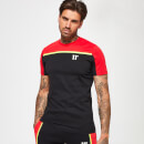 Cut & Sew Stripe Short Sleeve T-Shirt – Black/Goji Berry Red/Limeade