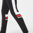Colour Block Mesh Insert Track Pants – Black/White/Raspberry Red/Sharp Green