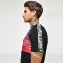 11 Degrees Men's Cut & Sew Muscle Fit Short Sleeve T-Shirt - Black/Goji Berry Red