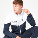 11 Degrees Men's Archie H Cut And Sew Track Top With Hood - Navy/White