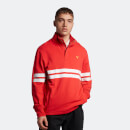 Men's Archive Striped Funnel Neck Sweat - Fire Red