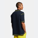 Men's Oversized Flatlock Polo Shirt - Dark Navy