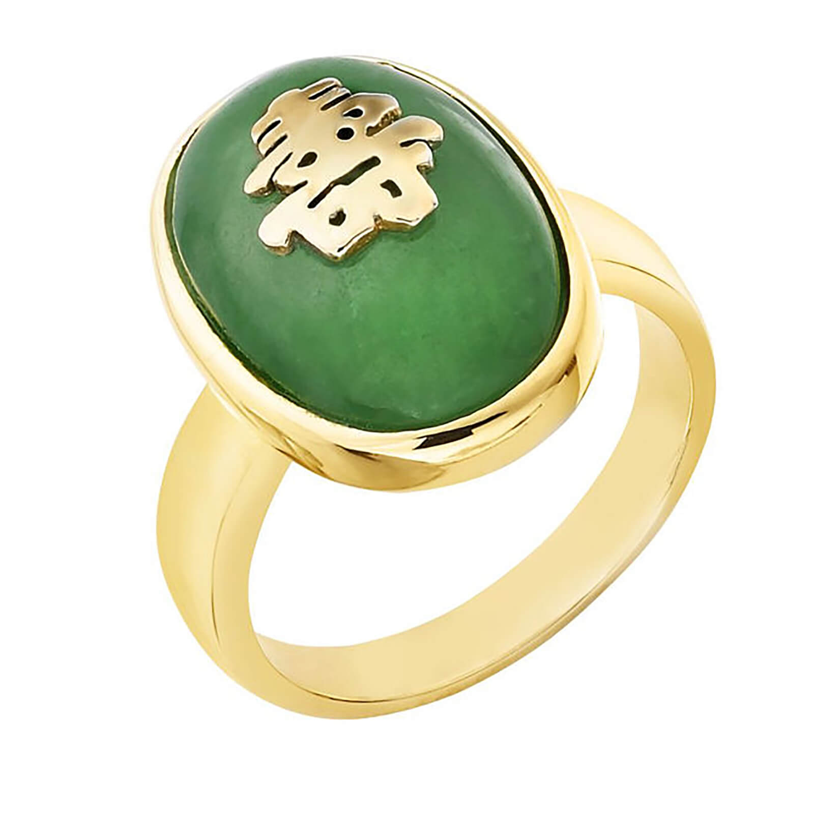 bague or avec jade
