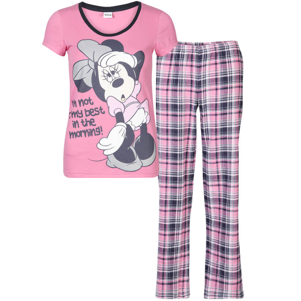 Minnie Mouse Women S Checked Pyjama Set Pink Clothing Zavvi Us