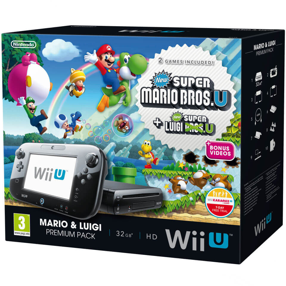 Wii U Console 32GB Premium Bundle Black (Includes New Super Mario