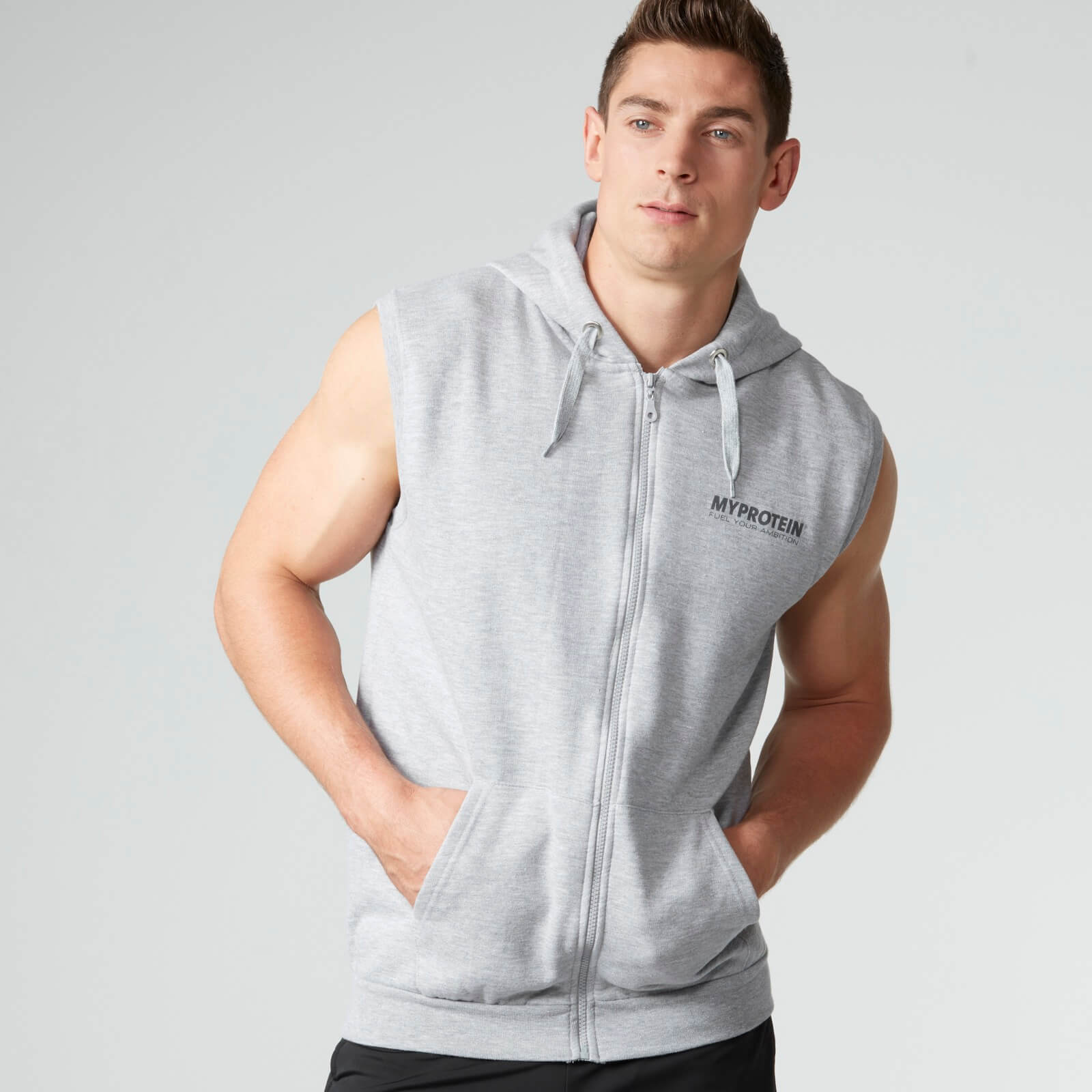 grey sleeveless hoodie mens