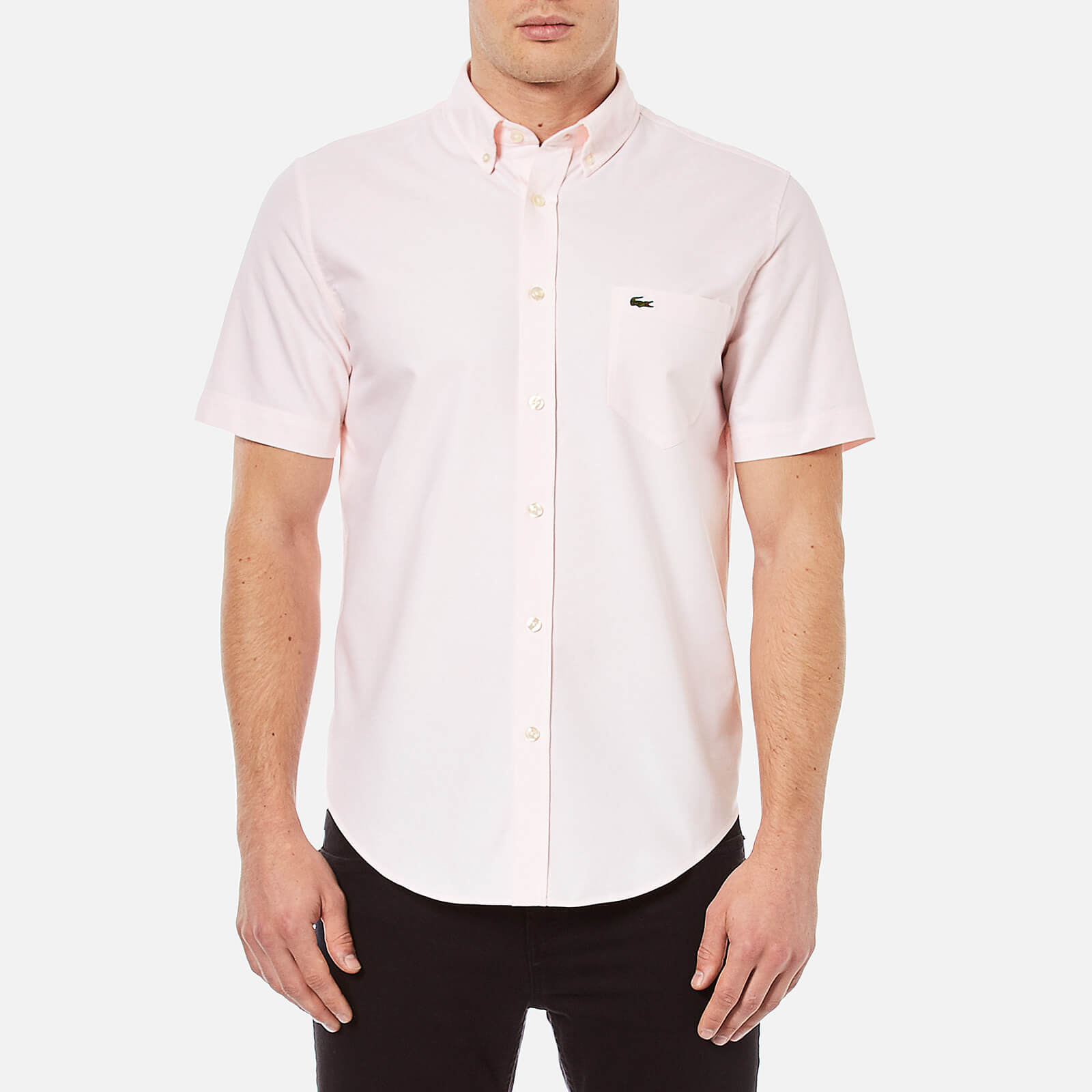 Lacoste Men S Oxford Short Sleeve Shirt Nymph White Free Uk