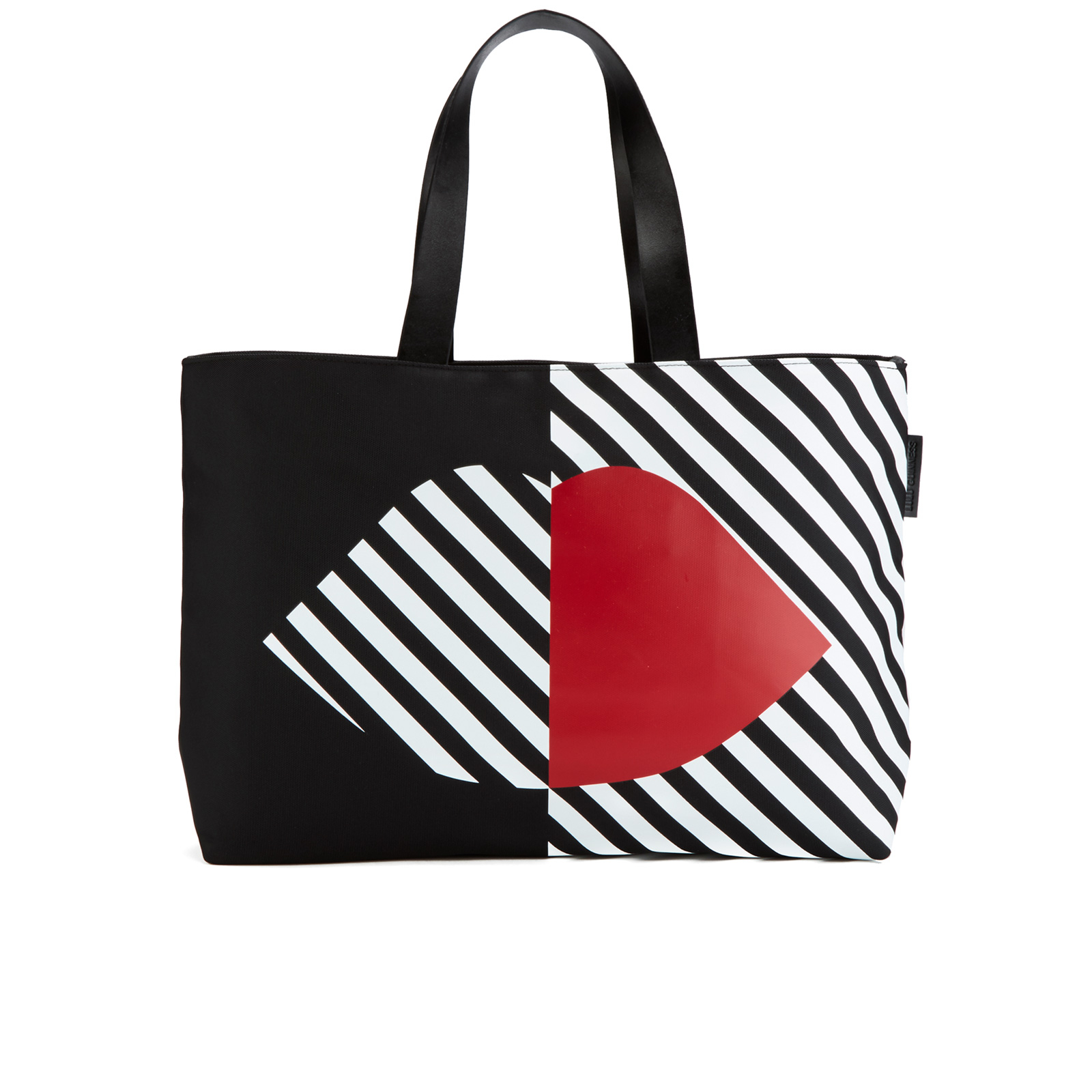 Lulu Guinness Women S Larysa 50 Lips Large Stripe Tote Bag Black White Red