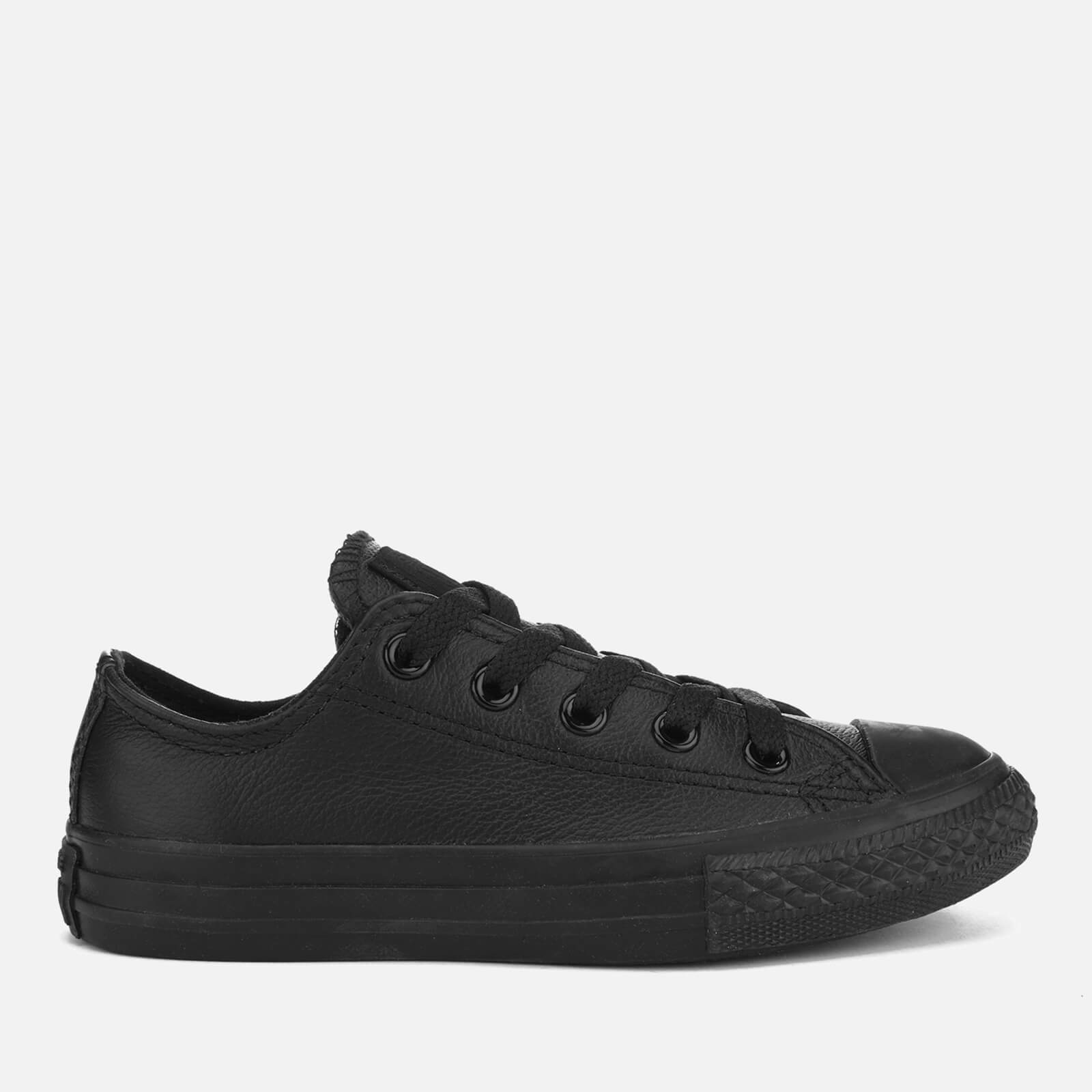 kids black leather trainers