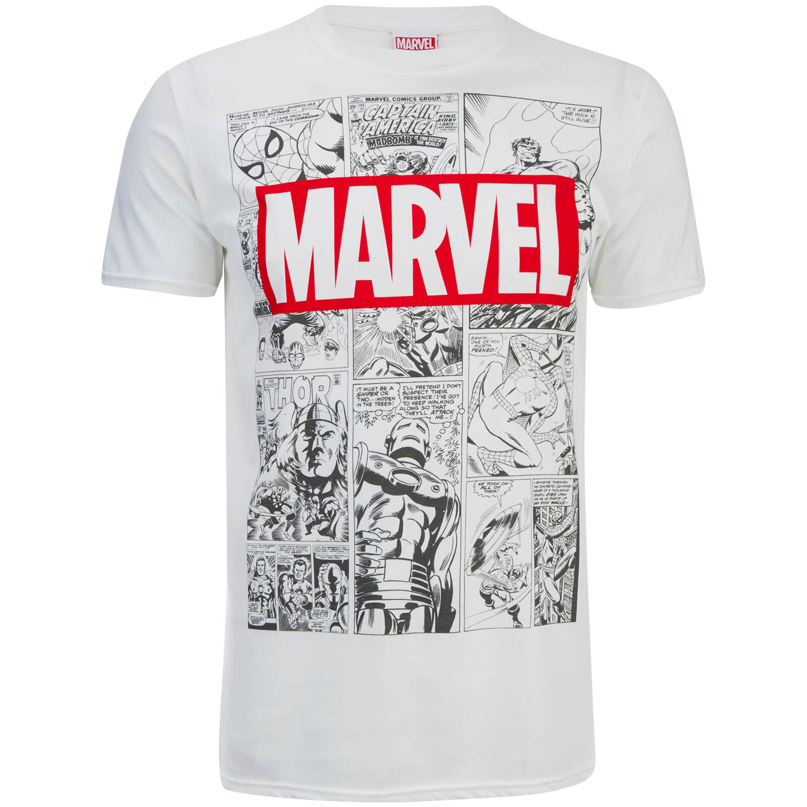 Marvel Men's Mono Comic TShirt White Merchandise Zavvi