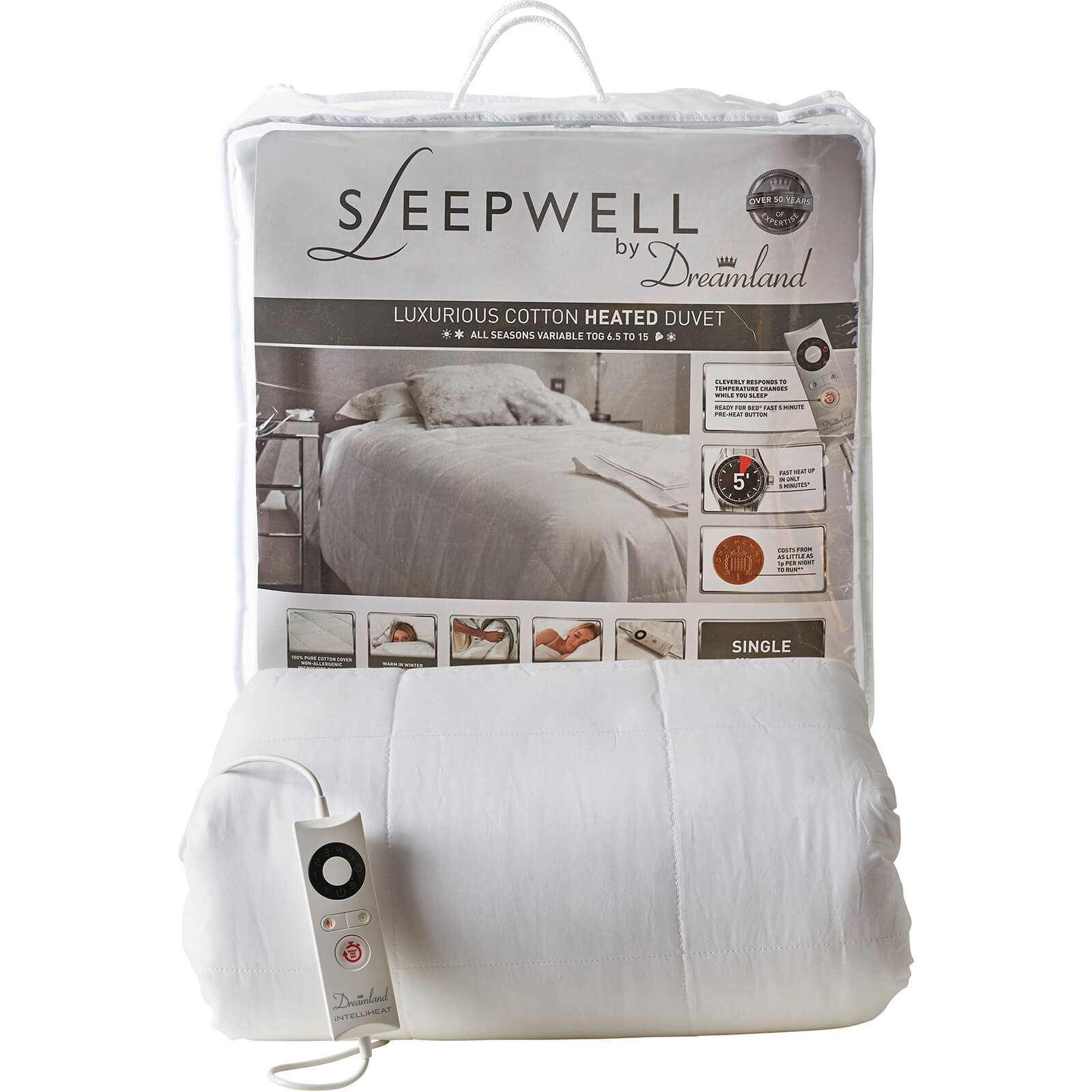 Dreamland 16328 Sleepwell Intelliheat Luxury Heated Cotton Duvet