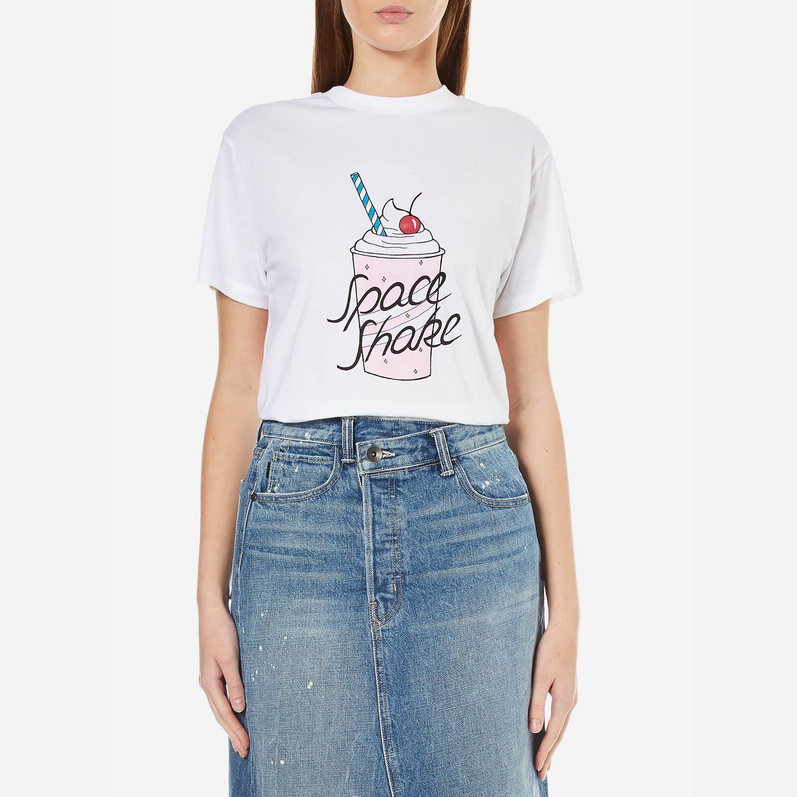 Ganni Women S Berkeley Space Shake T Shirt Bright White Free Uk Delivery Available