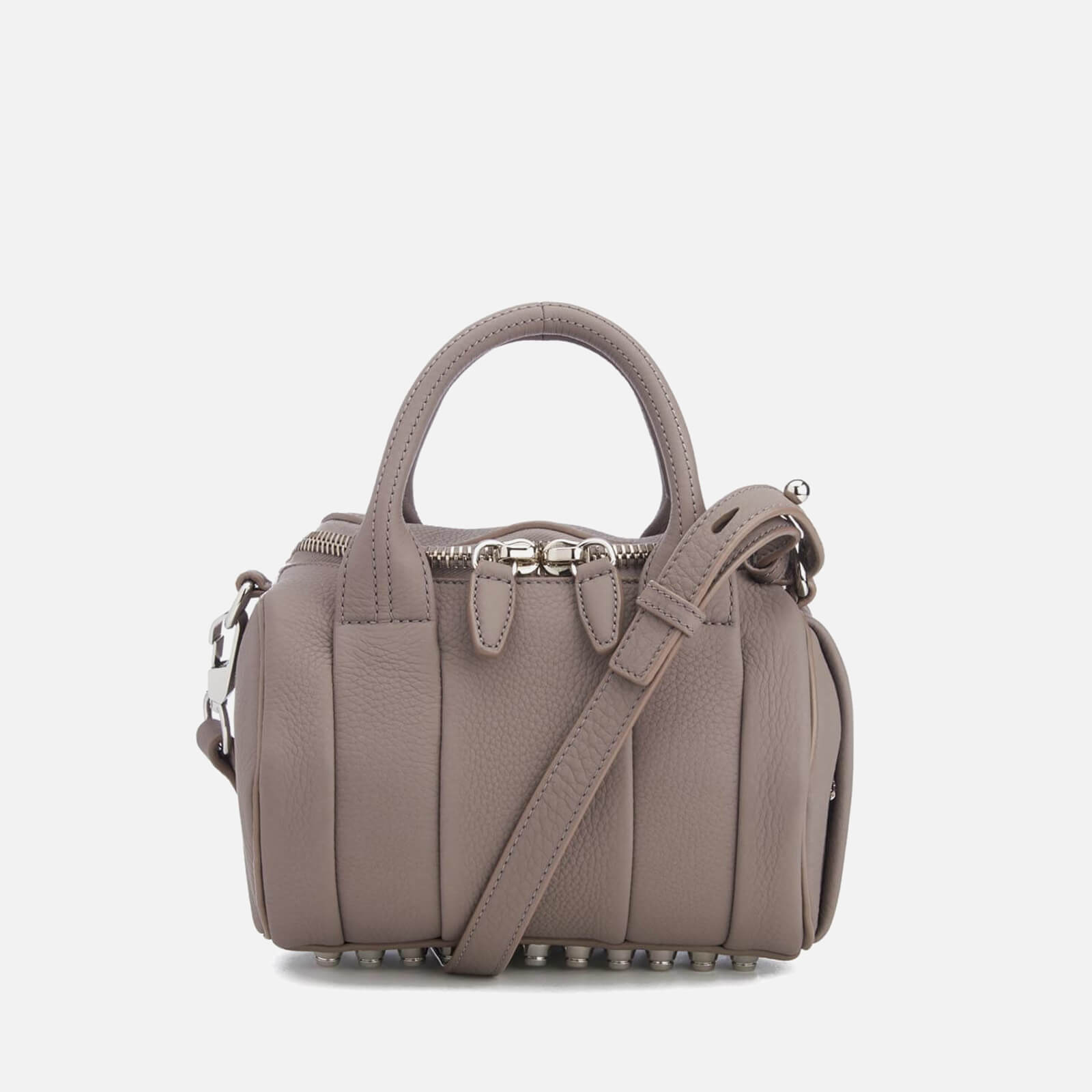 Alexander Women S Mini Rockie Pebbled Leather Stud Detail Bowler Bag Mink Grey