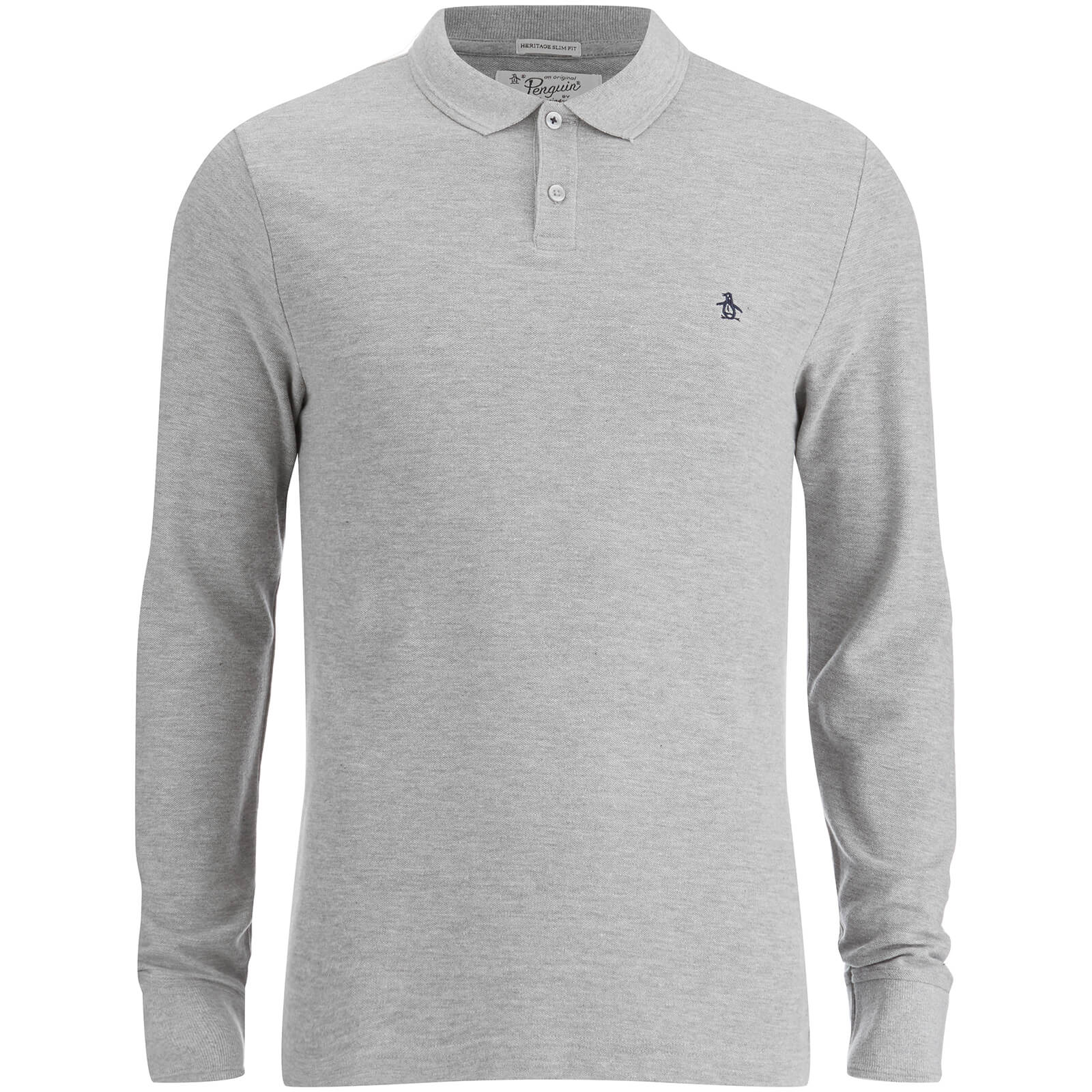 Original Penguin Men's Long Sleeve Polo Shirt Rain Heather Original Penguin Men's Long Sleeve Polo Shirt Rain Heather