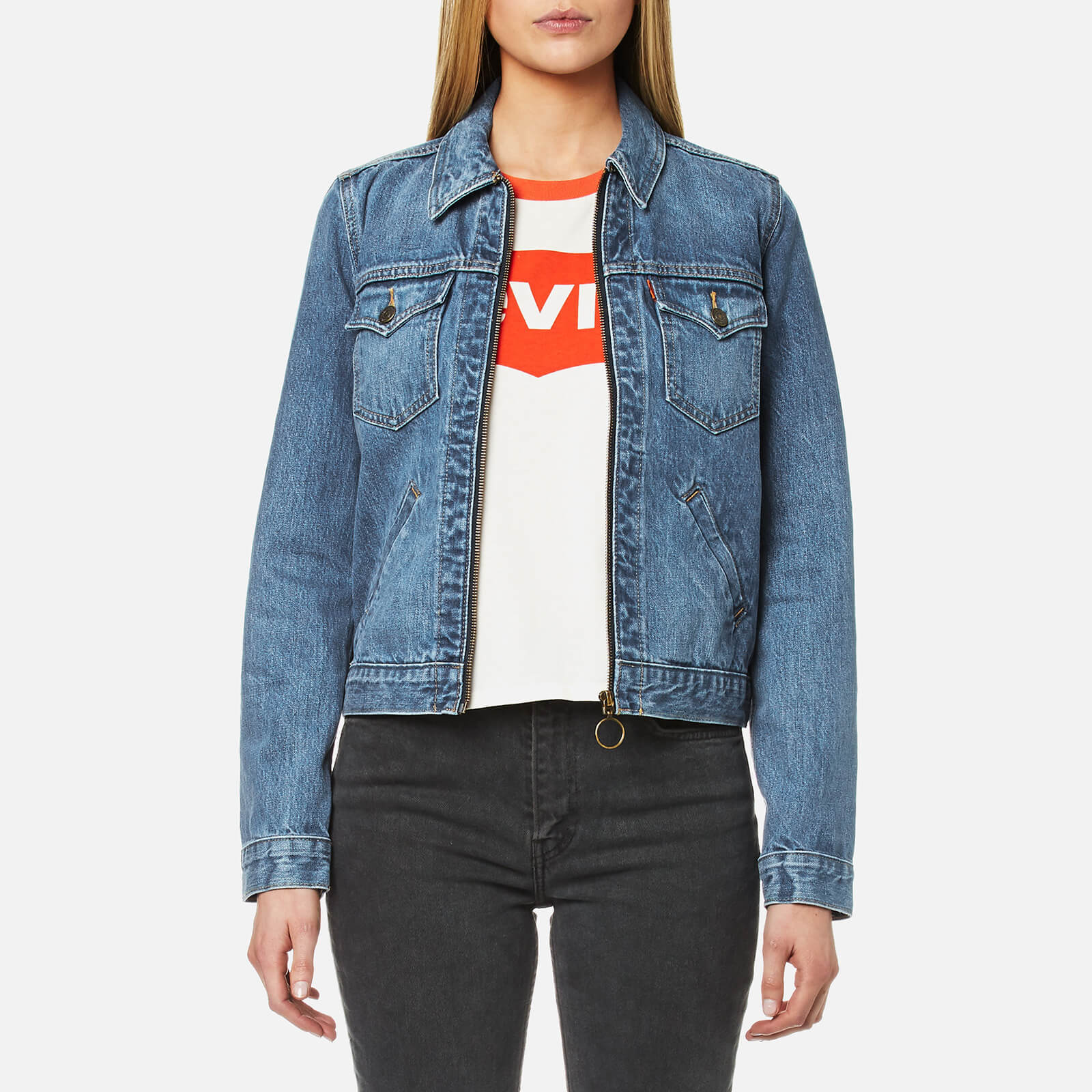 levi zip denim jacket