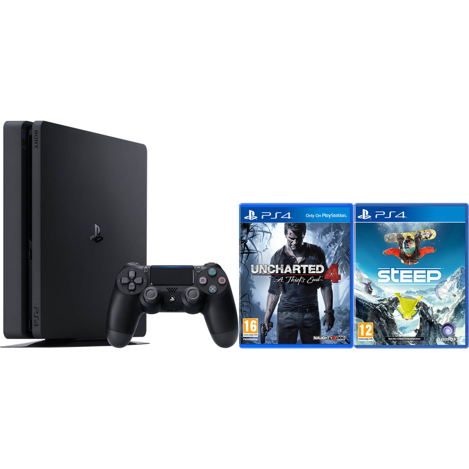 Playstation 4 Slim 500gb Console Includes Uncharted 4 And Steep