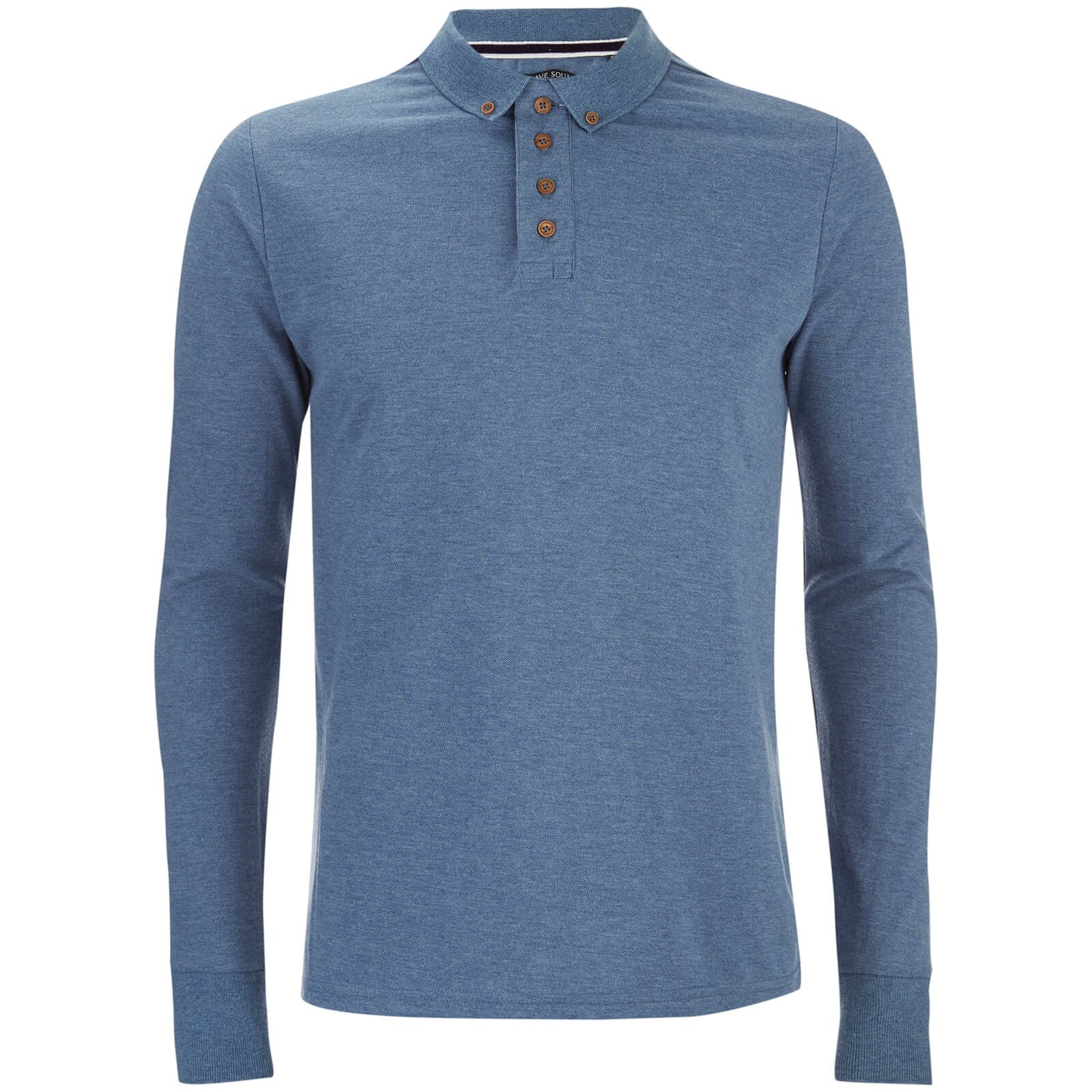 Brave Soul Men's Lincoln Long Sleeve Polo Shirt - Light Vintage Blue ...