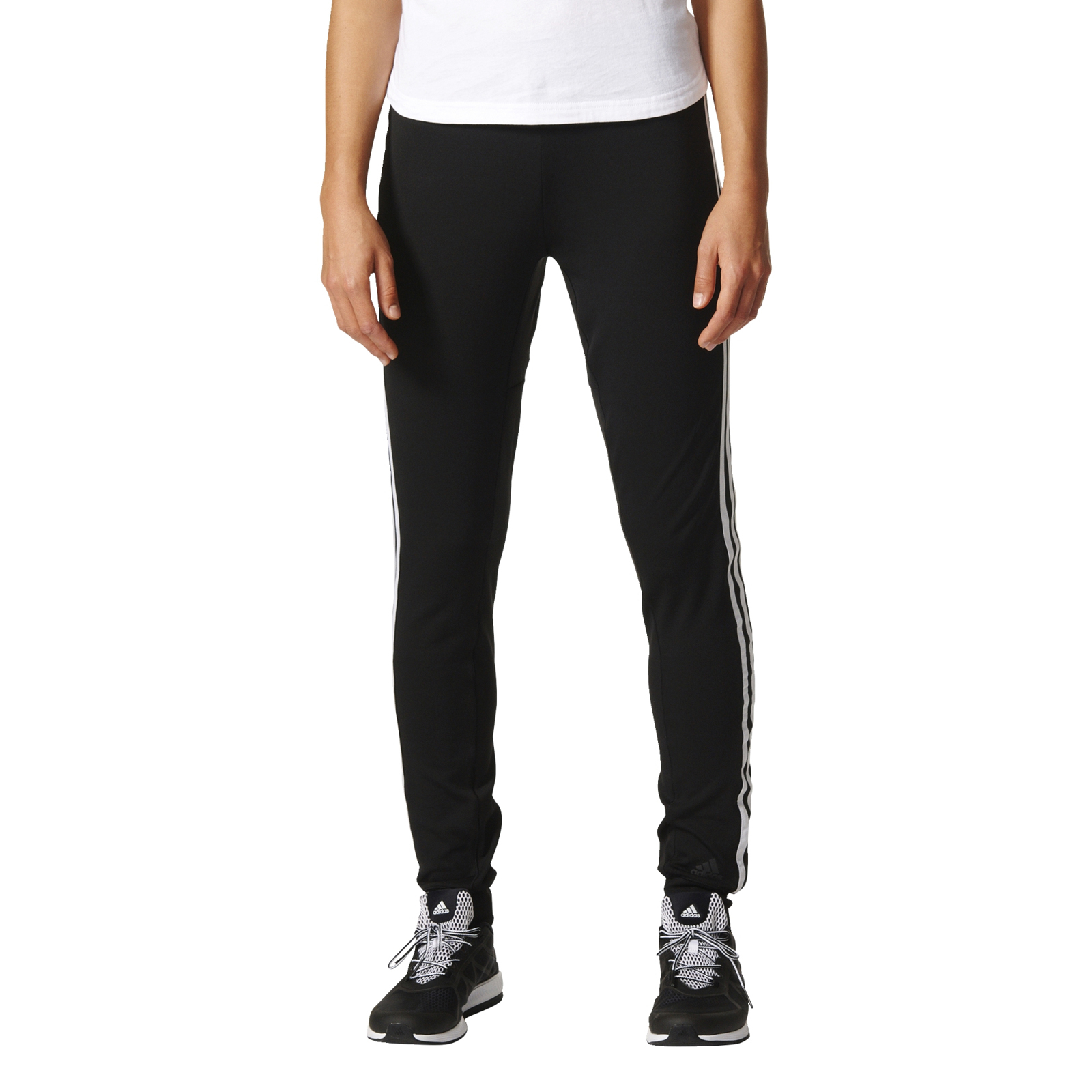 adidas Women's D2M 3 Stripe Cuff Jogging Pants - Black/White ...
