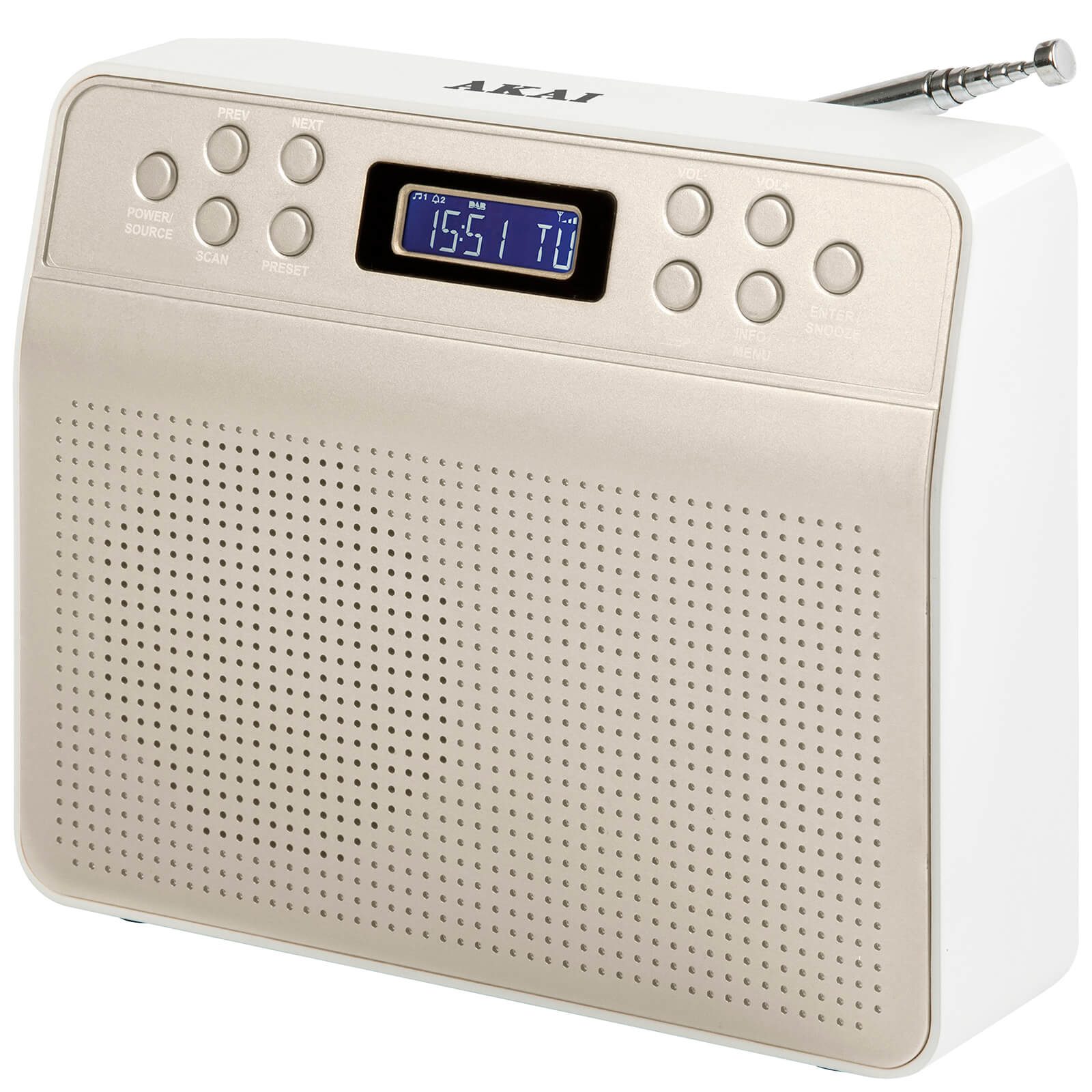 Akai DYNMX Portable DAB Radio with LCD Screen Champagne IWOOT